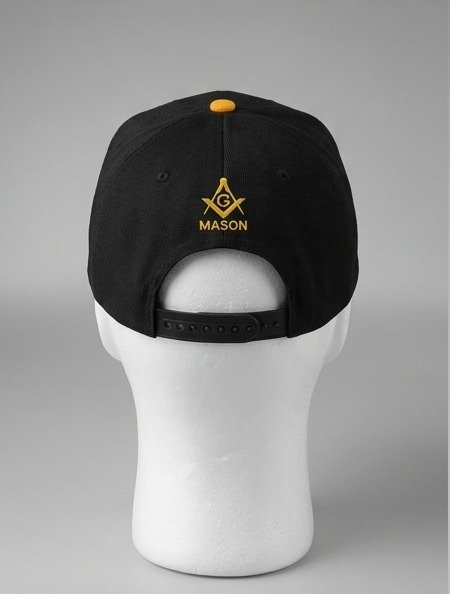 Masonic Veteran Gold Embroidered Snapback Cap - Black & Gold - Image 3
