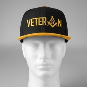 Masonic Veteran Gold Embroidered Snapback Cap - Black & Gold