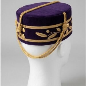 Alternative view of Purple Velvet Ceremonial Crown Cap with Gold Cross Emblem - Knights Templar Regalia