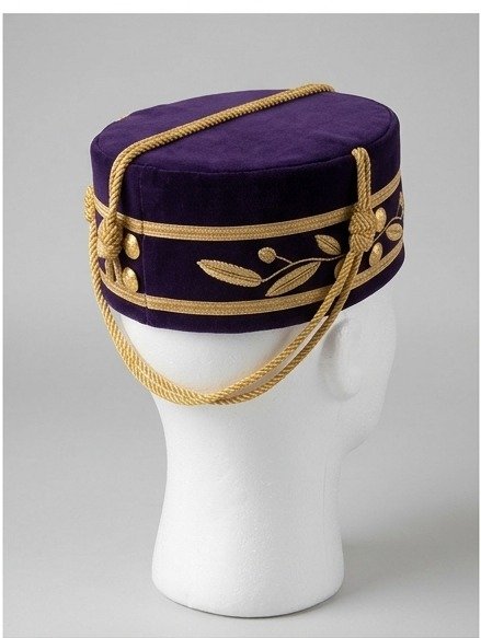 Purple Velvet Ceremonial Crown Cap with Gold Cross Emblem - Knights Templar Regalia - Image 2