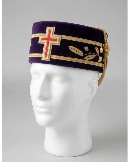 Purple Velvet Ceremonial Crown Cap with Gold Cross Emblem - Knights Templar Regalia - Image 4