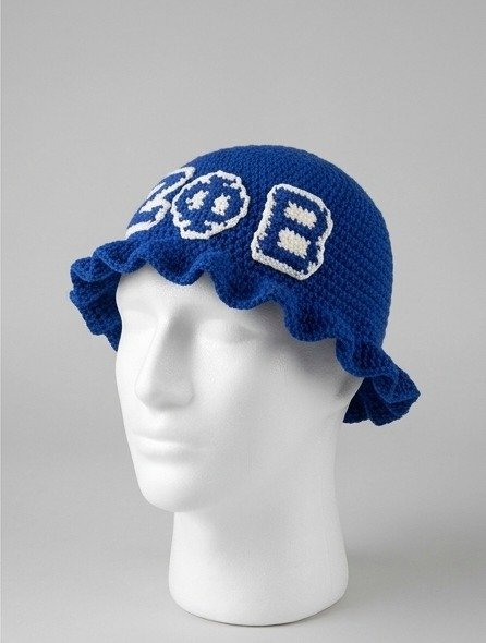 Zeta Phi Beta ΖΦΒ Ruffled Crochet Bucket Hat - Blue & White Knitted Greek Letters (2 Colorways) - Image 4