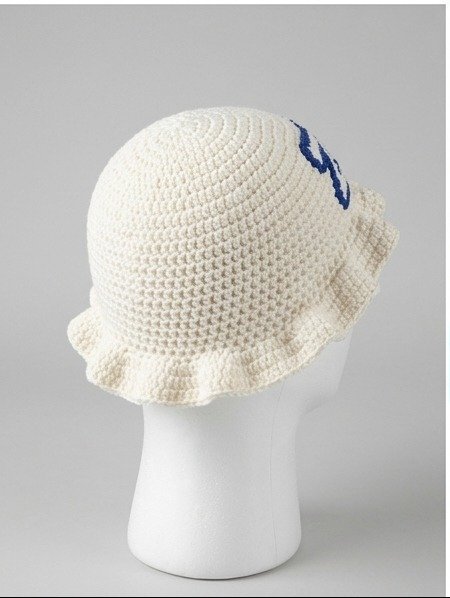 Zeta Phi Beta ΖΦΒ Ruffled Crochet Bucket Hat - Blue & White Knitted Greek Letters (2 Colorways) - Image 3