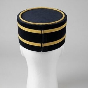 Alternative view of Black Velvet Ceremonial Crown Cap with Gold Cross Emblem - Knights Templar Regalia