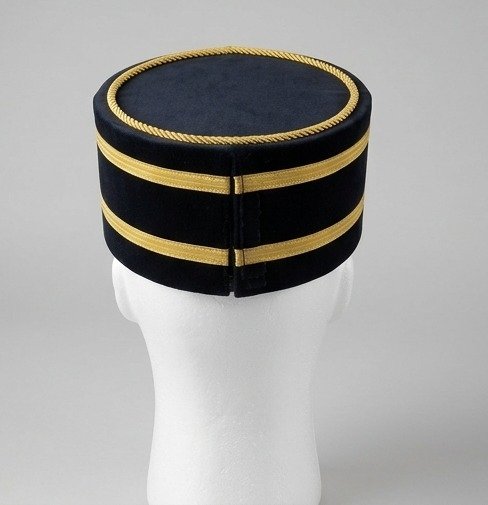 Black Velvet Ceremonial Crown Cap with Gold Cross Emblem - Knights Templar Regalia - Image 2