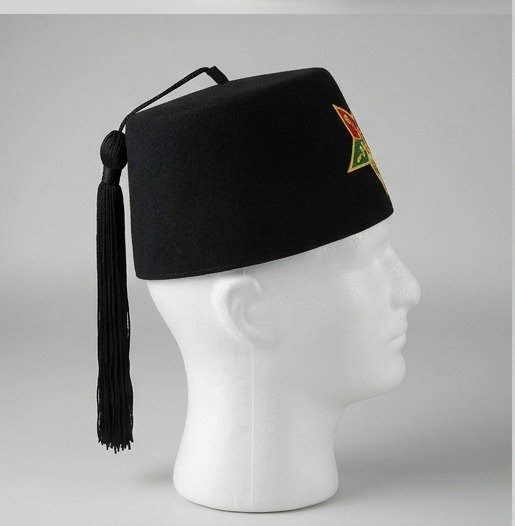 Order of the Eastern Star (OES) Black Fez Cap with Black Tassel - Image 3