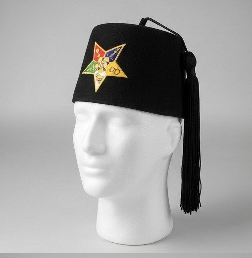 Order of the Eastern Star (OES) Black Fez Cap with Black Tassel - Image 4