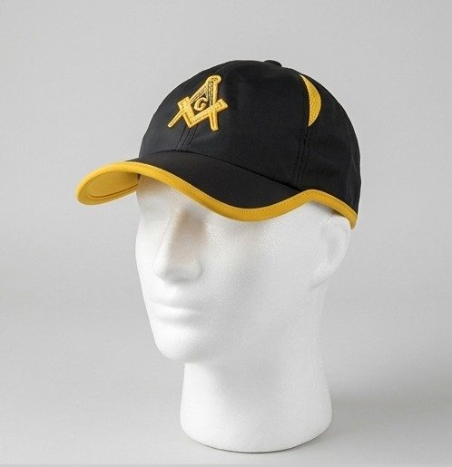 Masonic Square & Compass Black Baseball Cap - Gold 3D "G" Emblem with Gold Trim - Image 3