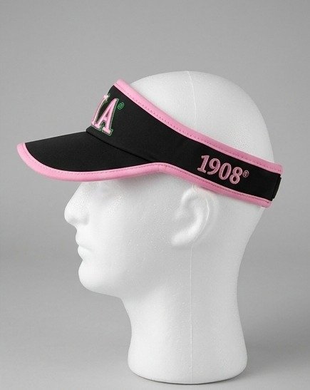 Alpha Kappa Alpha ΑΚΑ Black Visor - Pink Embroidered Greek Letters with Pink Trim - Image 4