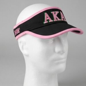 Alternative view of Alpha Kappa Alpha ΑΚΑ Black Visor - Pink Embroidered Greek Letters with Pink Trim