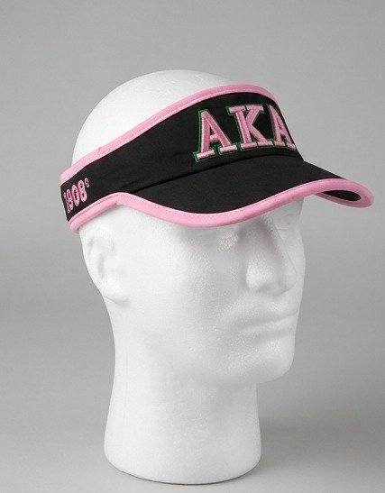 Alpha Kappa Alpha ΑΚΑ Black Visor - Pink Embroidered Greek Letters with Pink Trim - Image 2