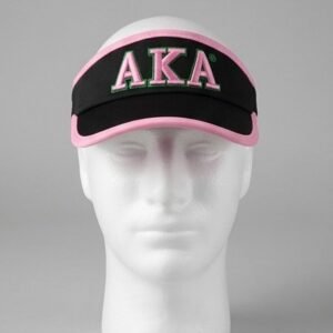 Alpha Kappa Alpha ΑΚΑ Black Visor - Pink Embroidered Greek Letters with Pink Trim