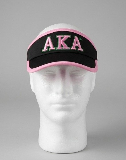 Alpha Kappa Alpha ΑΚΑ Black Visor - Pink Embroidered Greek Letters with Pink Trim