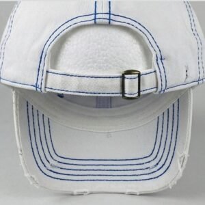 Alternative view of Zeta Phi Beta ΖΦΒ White Distressed Baseball Cap - Blue Embroidered Letters & Stripe Detail