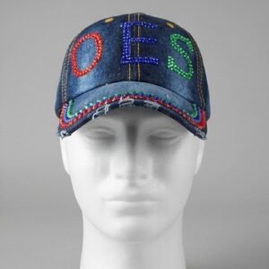 Order of the Eastern Star (OES) Rhinestone Distressed Denim Baseball Cap