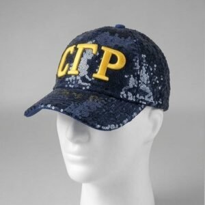 Sigma Gamma Rho ΣΓΡ Navy Sequin Baseball Cap - Gold Embroidered Letters
