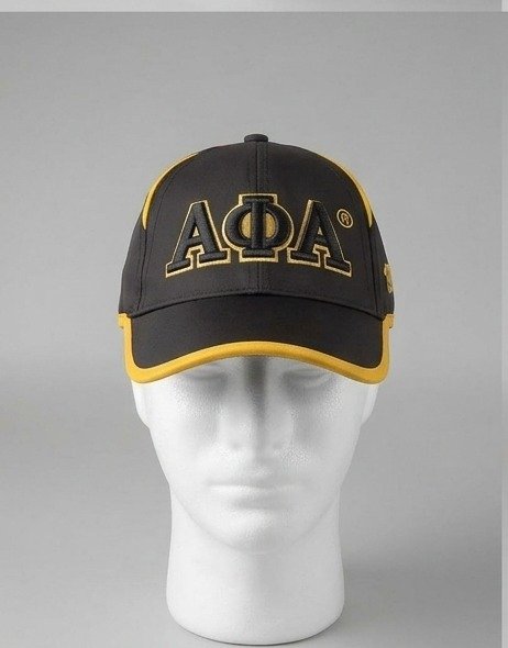 Alpha Phi Alpha ΑΦΑ Black & Gold Baseball Cap - 3D Embroidered Greek Letters