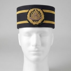Black Ceremonial Crown Cap with All-Seeing Eye Emblem - Masonic Regalia