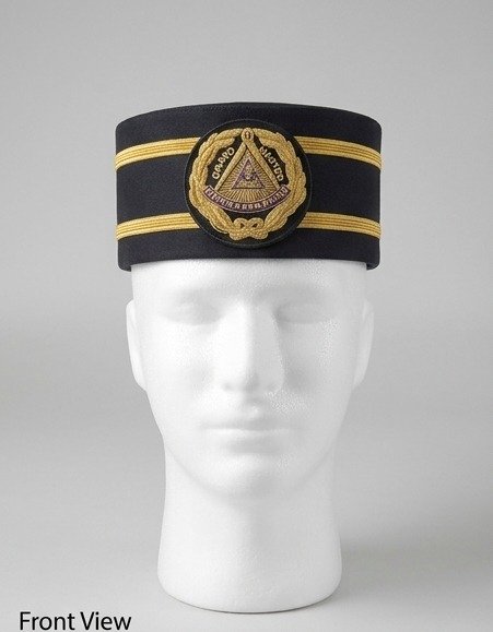 Black Ceremonial Crown Cap with All-Seeing Eye Emblem - Masonic Regalia