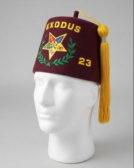 Order of the Eastern Star "Exodus No. 23" Maroon Fez Cap with Gold Tassel - Image 3