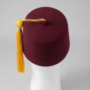 Alternative view of Order of the Eastern Star "Exodus No. 23" Maroon Fez Cap with Gold Tassel