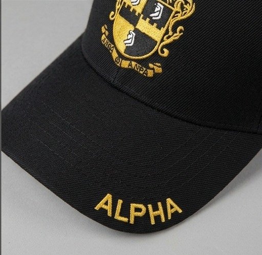 Alpha Phi Alpha Black Baseball Cap - Gold Embroidered Crest Emblem with "ALPHA" Text - Image 2