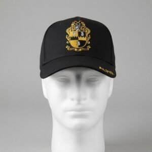 Alpha Phi Alpha Black Baseball Cap - Gold Embroidered Crest Emblem with "ALPHA" Text