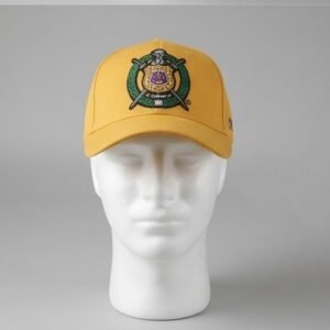 Omega Psi Phi Old Gold Baseball Cap - Embroidered Crest Emblem