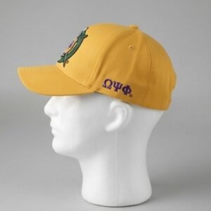 Alternative view of Omega Psi Phi Old Gold Baseball Cap - Embroidered Crest Emblem