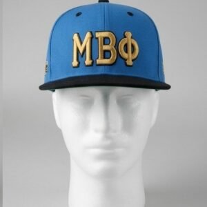 ΜΒΦ Gold Embroidered Letters Snapback Cap - Blue & Black