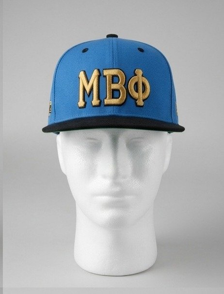 ΜΒΦ Gold Embroidered Letters Snapback Cap - Blue & Black