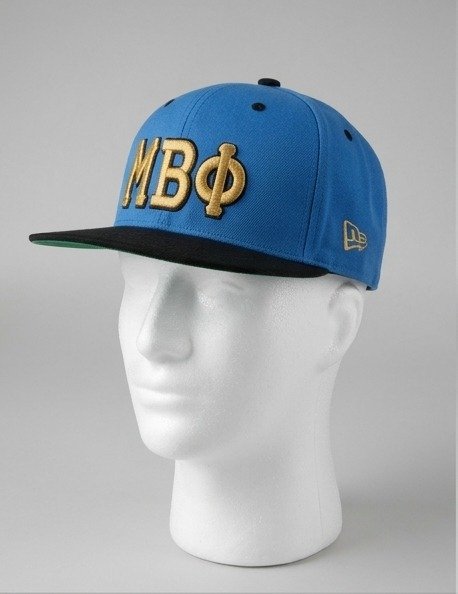 ΜΒΦ Gold Embroidered Letters Snapback Cap - Blue & Black - Image 4
