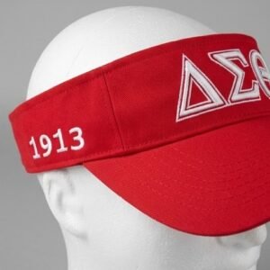 Alternative view of Delta Sigma Theta ΔΣΘ Red Visor - White Embroidered Greek Letters