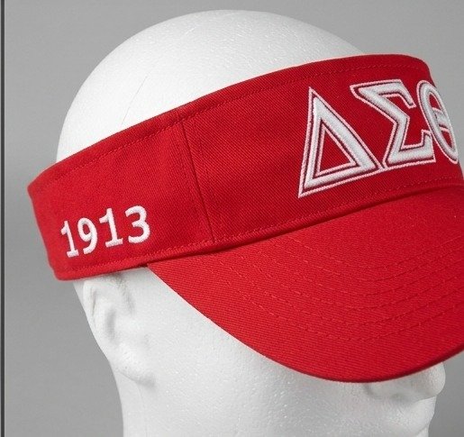 Delta Sigma Theta ΔΣΘ Red Visor - White Embroidered Greek Letters - Image 2