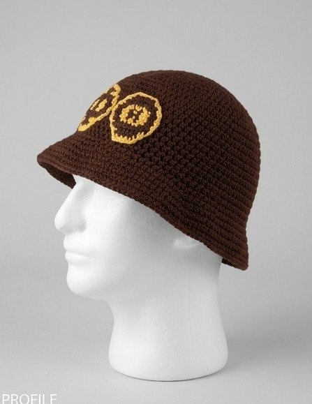 Iota Phi Theta ΙΦΘ Crochet Bucket Hat - Brown & Gold Knitted Greek Letters - Image 4