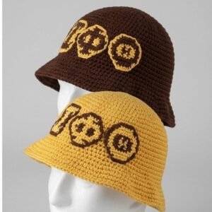 Alternative view of Iota Phi Theta ΙΦΘ Crochet Bucket Hat - Brown & Gold Knitted Greek Letters