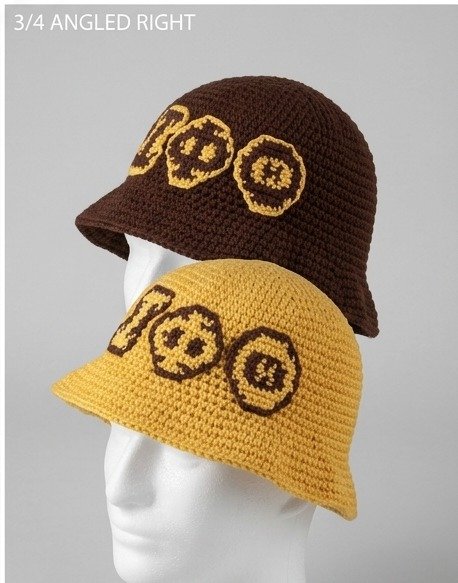 Iota Phi Theta ΙΦΘ Crochet Bucket Hat - Brown & Gold Knitted Greek Letters - Image 2
