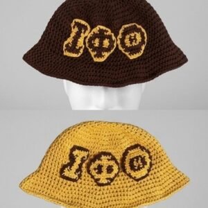 Iota Phi Theta ΙΦΘ Crochet Bucket Hat - Brown & Gold Knitted Greek Letters
