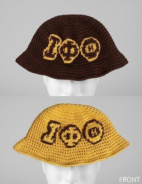 Iota Phi Theta ΙΦΘ Crochet Bucket Hat - Brown & Gold Knitted Greek Letters