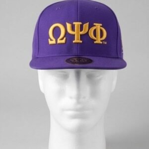 Omega Psi Phi ΩΨΦ Purple Snapback Cap - Gold Embroidered Greek Letters