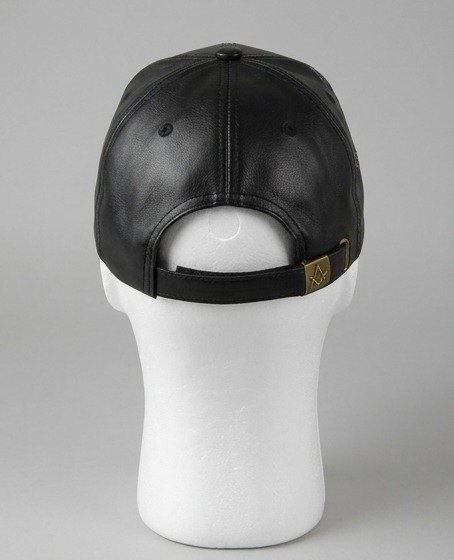 Masonic Square & Compass Black Leather Baseball Cap - Gold "G" Emblem - Image 4