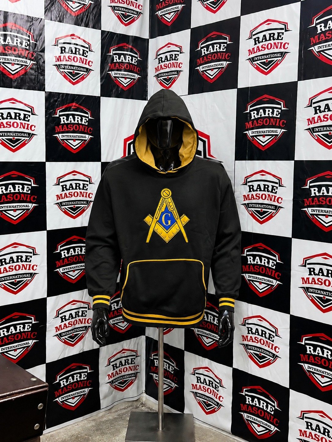 Custom Black & Gold Masonic Hoodie – Premium Embroidered Pullover
