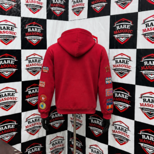 Alternative view of Red Multi-Patch Hoodie – "Homme Festival" Badge Embroidered Streetwear Hoodie