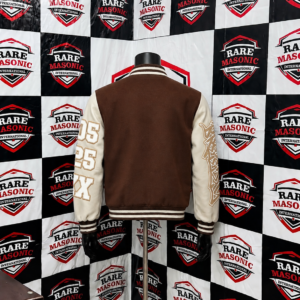 Alternative view of Brown & Cream Varsity Letterman Jacket – "C.B XX" Custom Baseball Jacket
