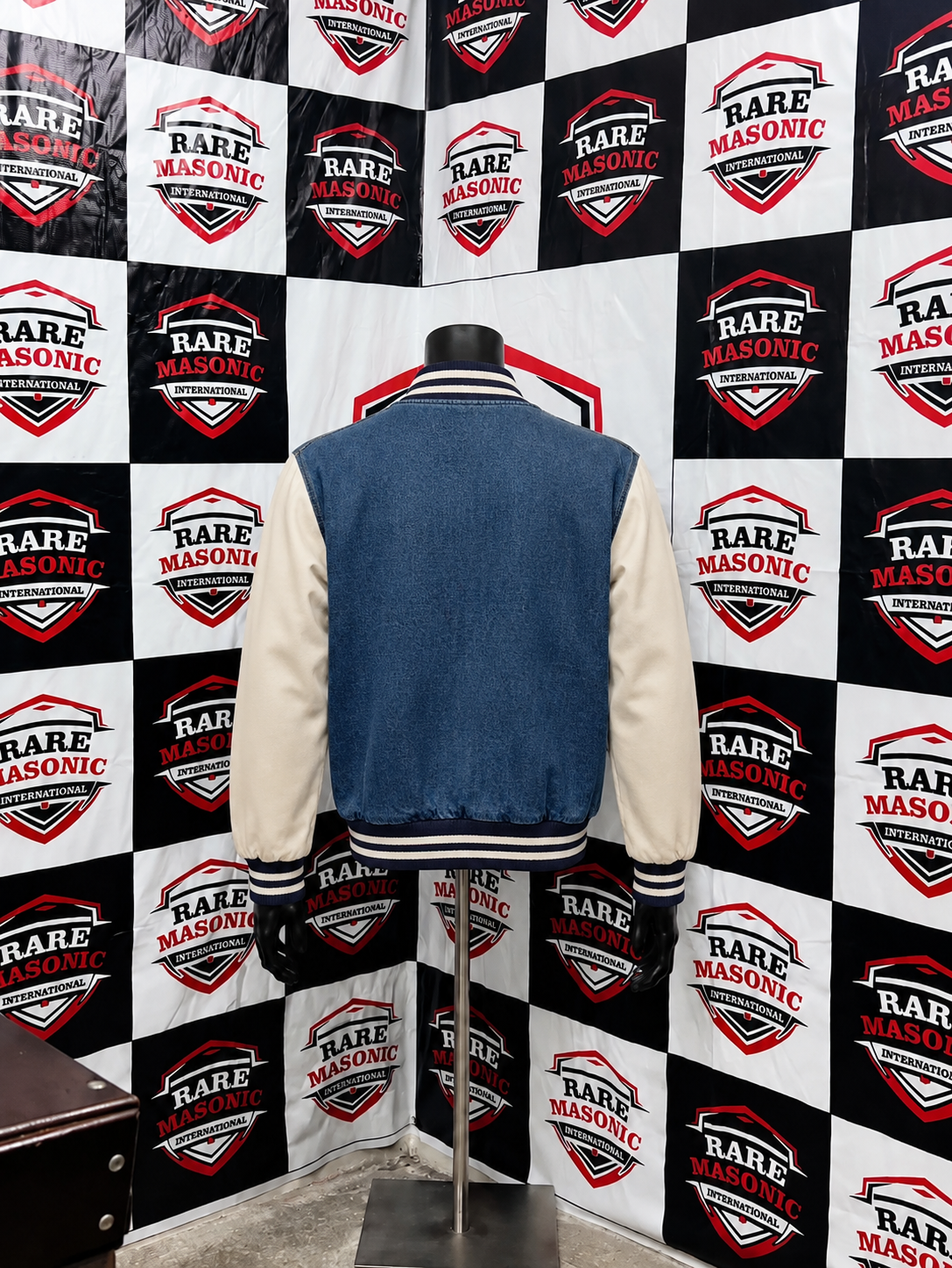 Denim & Cream Varsity Jacket – Custom Manufactured Letterman Jacket - Image 2