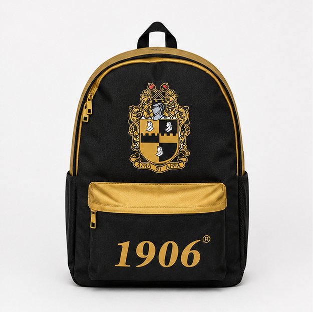 1906 Black & Gold Crest Backpack – Stylish Everyday Backpack