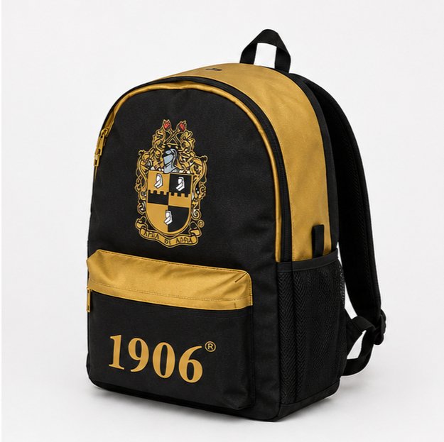 1906 Black & Gold Crest Backpack – Stylish Everyday Backpack - Image 2