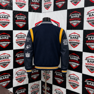 Alternative view of Custom Varsity Letterman Jacket - Navy & Gold with Bulldog Mascot Patch (Collegiate Style)