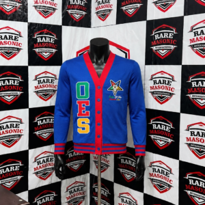 Order of the Eastern Star (OES) Blue Cardigan Sweater - Button-Up with Red Trim