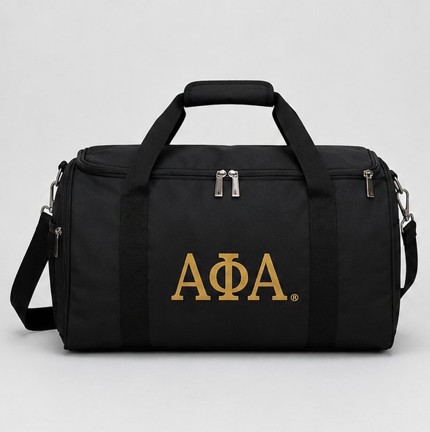 Custom Greek Letter Duffel Bag – Premium Black Travel & Gym Bag